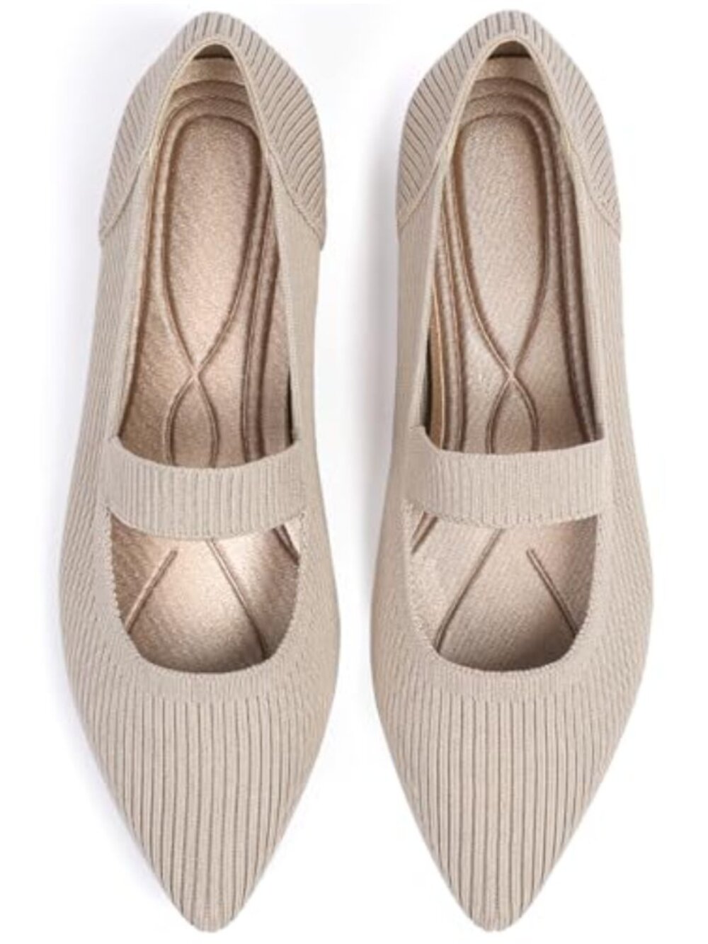 Women's Knit Mary Jane Flats Pointed Toe Ballet Comfort Slip On